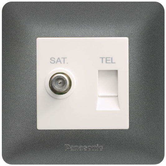 1 - Gang TV Socket Outlet F - Type + Telephone Socket RJ 11/12 - Ecolux - TV Socket