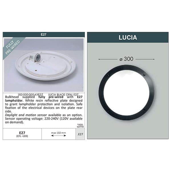 Lucia Bulkhead Outdoor Light Technical details