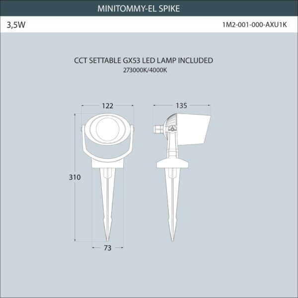 PLANTER Spike light Dimensions