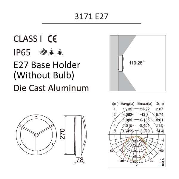 PARIS Outdoor Light_3171L_E27 Details