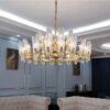 Modern Luxury Water_Pattern Glass Chandelier in Lounge Area