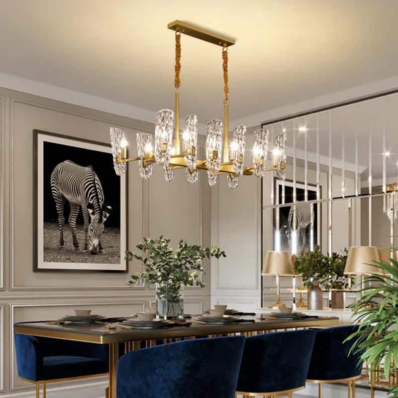 Modern Luxury Water_Pattern Glass Chandelier in Lounge Area In Dining Area
