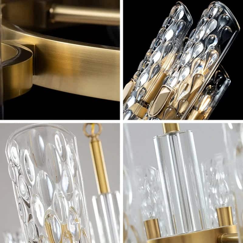 Modern Luxury Water_Pattern Glass Chandelier in Lounge Area Crystals