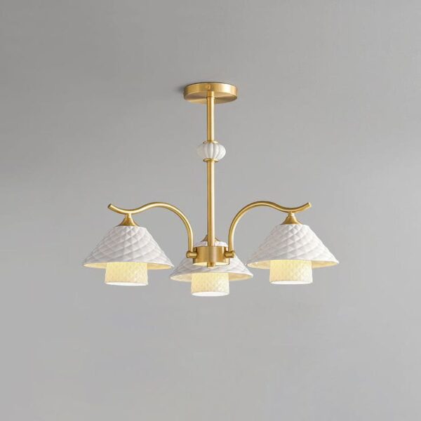 Modern Ceramic Shade Chandelier hanging with cieling