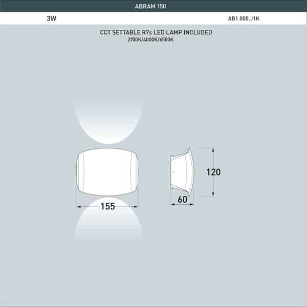 AB1-000-000-AXJ1k Abram-150 updown outdoor Wall Light Dimensions