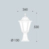 E26-111-000-AXe27 Rut Hexagonal Standing Lantern Dimensions