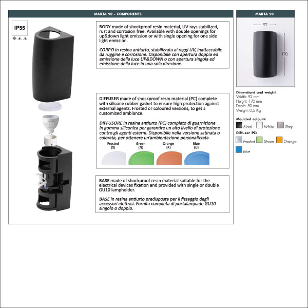MARTA 90-1L Bulkhead Lamp Drawing