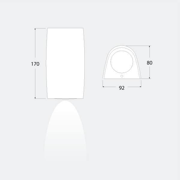 MARTA 90-1L Bulkhead Lamp Dimensions