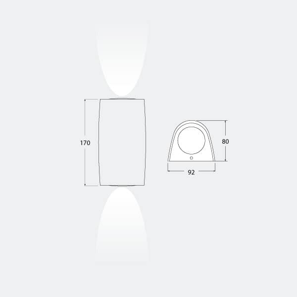 Fumagalli outdoor MARTA 90-2L Bulkhead DImensions