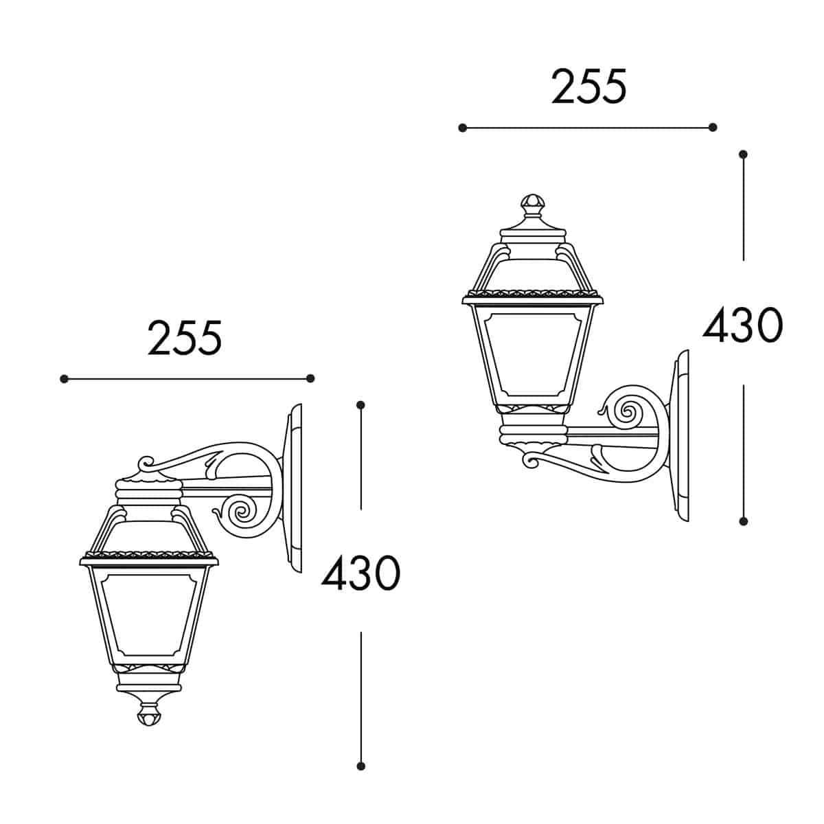 Q18-131-000-AXE27 Bisso Mary Outdoor Wall Light Dimensions
