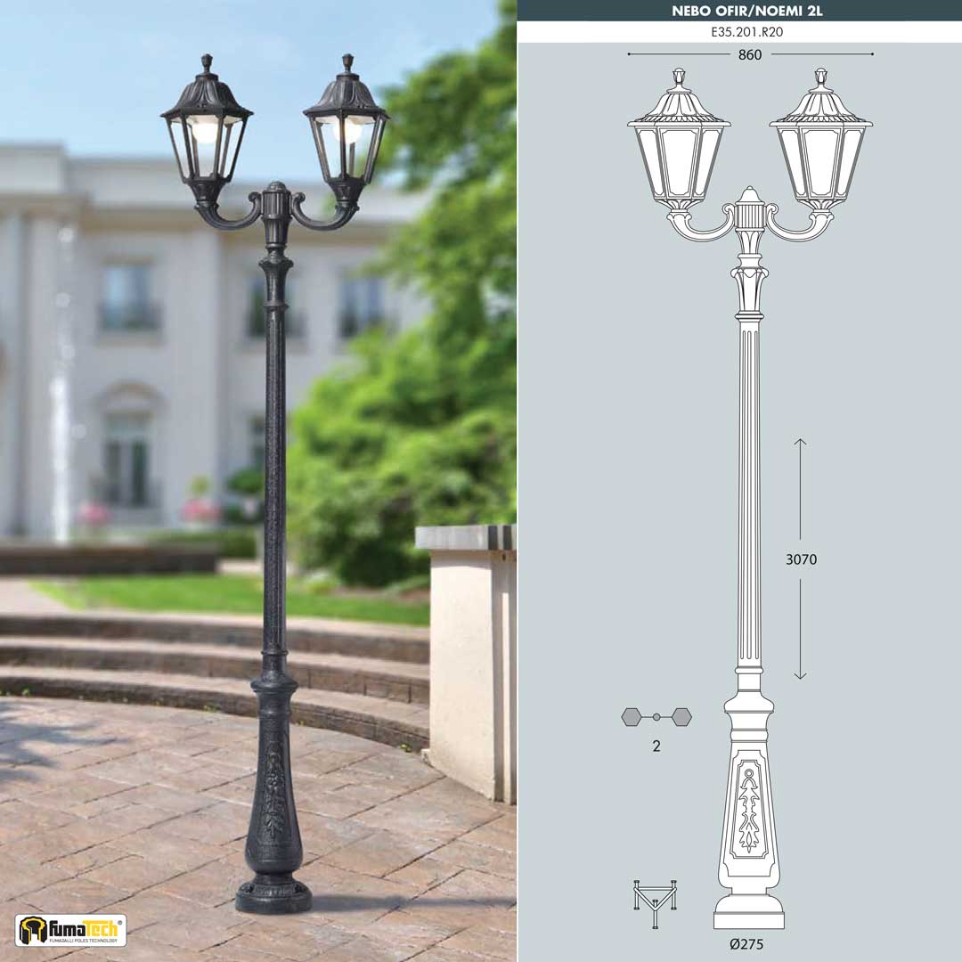 2 x Noemi Lantern in Classic Style with Ofir Arm and Nebo Post