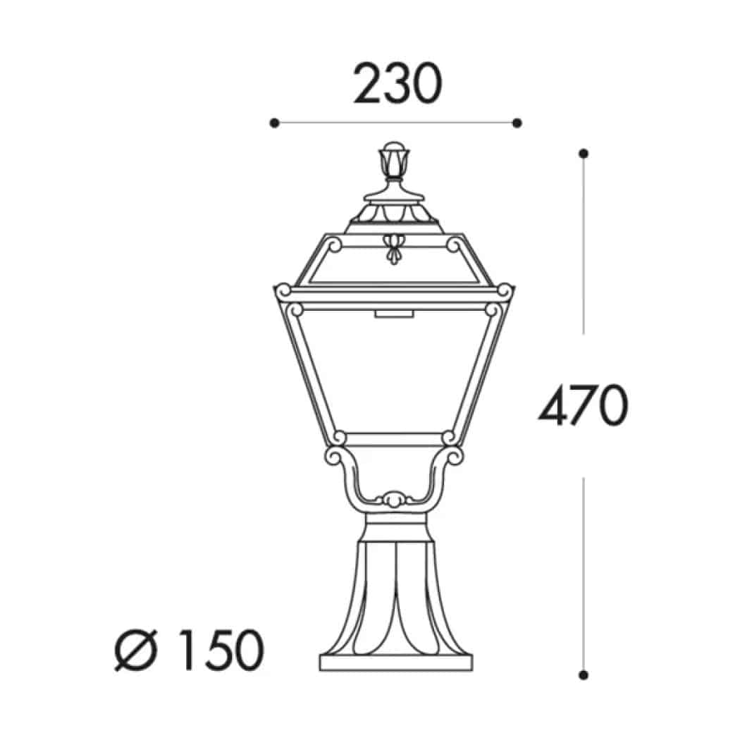 Golia Square Standing gate Light Lantern Dimensions