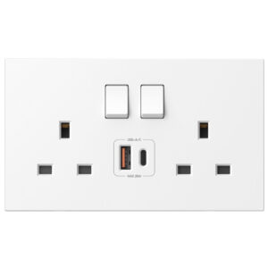 2G BS Switched Socket with USB A+C Chargers M7-White