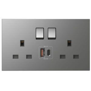 2G BS Switched Socket with USB A+C Chargers M7-Grey