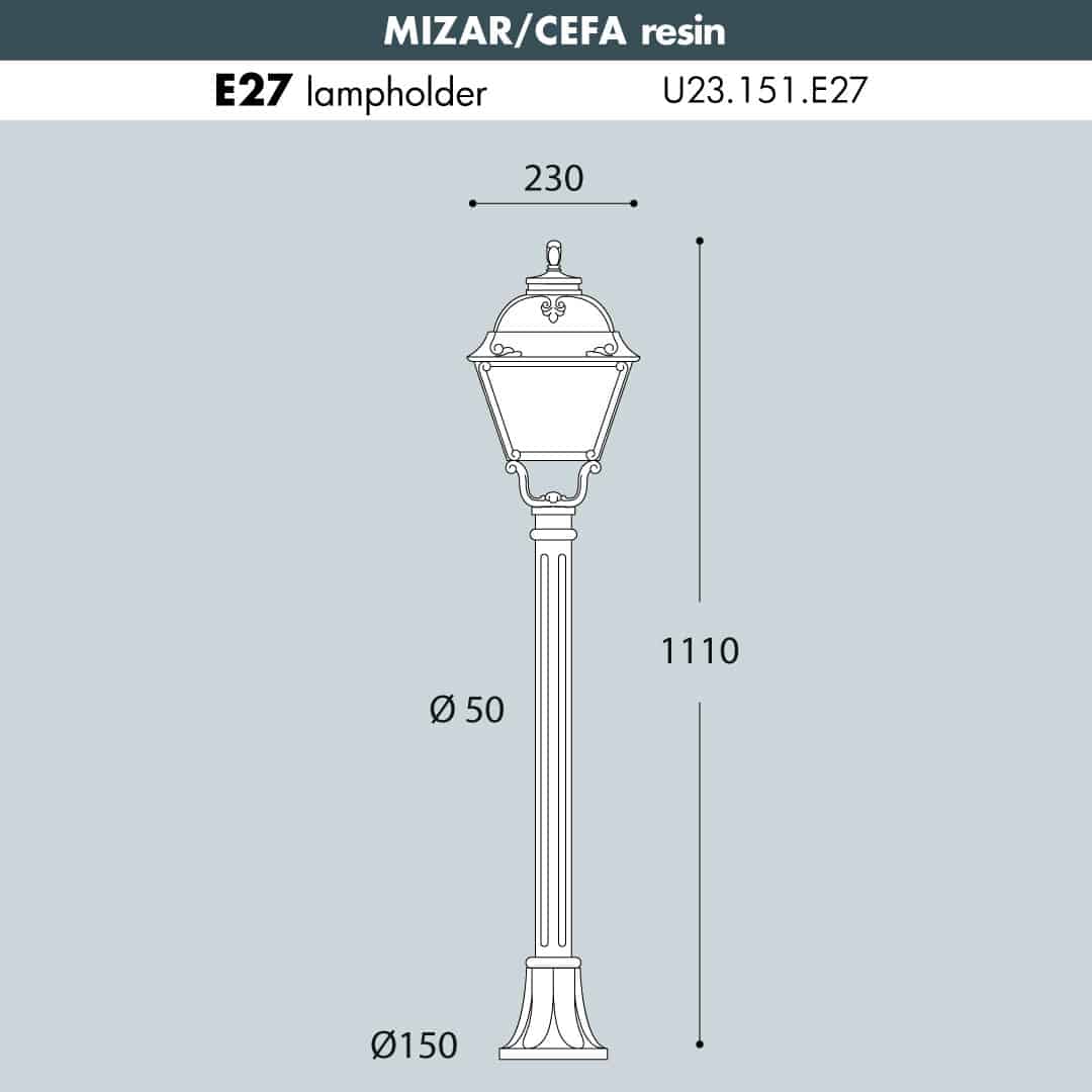 Mizar Cefa Bollard Light Sizes