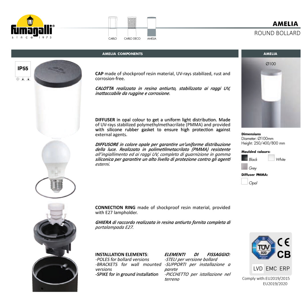 AMELIA 400 Modern Bollard materials