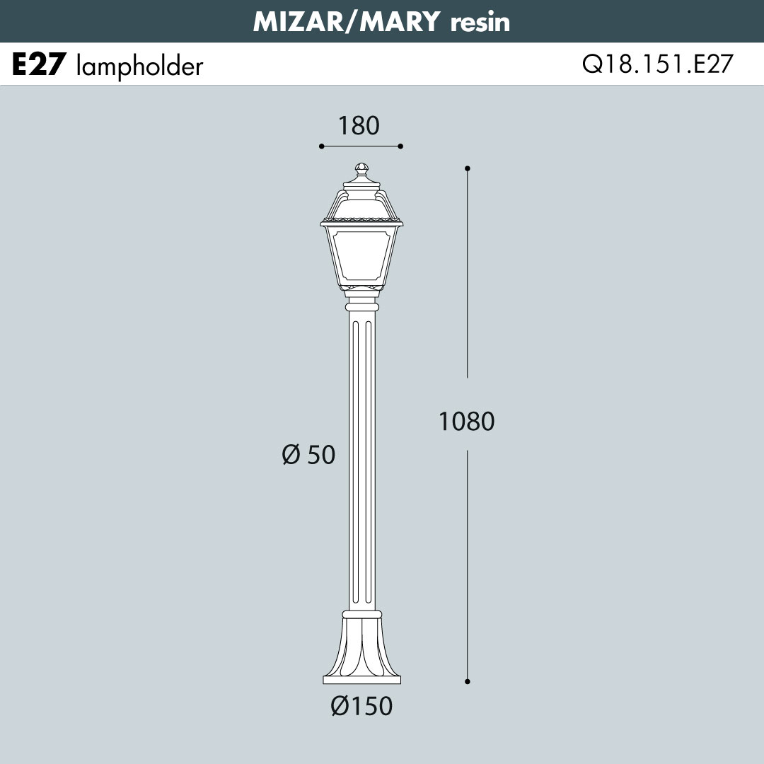 MIZAR-MARY Bollard Light Sizes