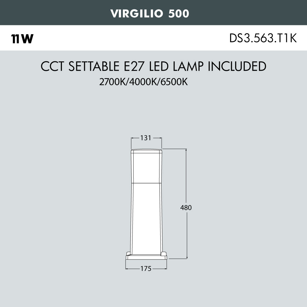 VIRGILIO 500 Modern Bollard Sizes