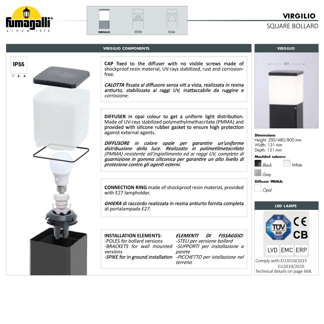 VIRGILIO 500 Modern Bollard materials